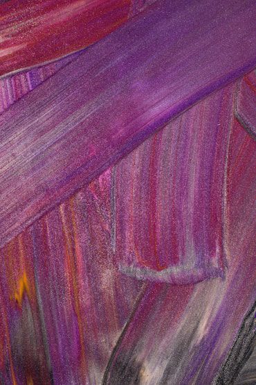 Vibrant abstract painting with bold brush strokes in shades of purple, pink, and hints of orange, creating a dynamic texture.